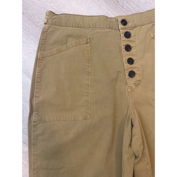 Lucky Brand Button Front Utility Pant Twill Khaki Size 31 Adjustable Waist - Picture 2 of 8